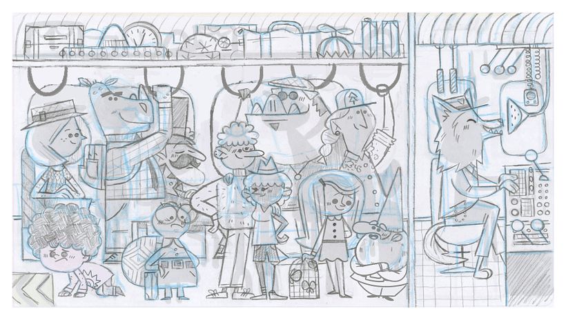 Round 2 of the sketch phase (now with nose and sweater). This is car number 1.