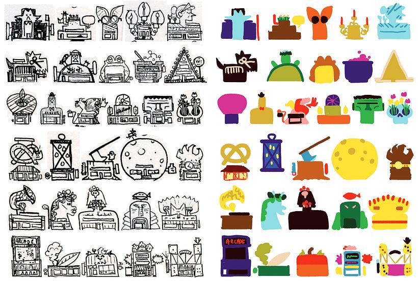 Final thumbnail sketches and colour studies.