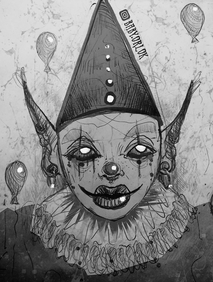 Payaso / Clown - Mixed Media Art Process 4