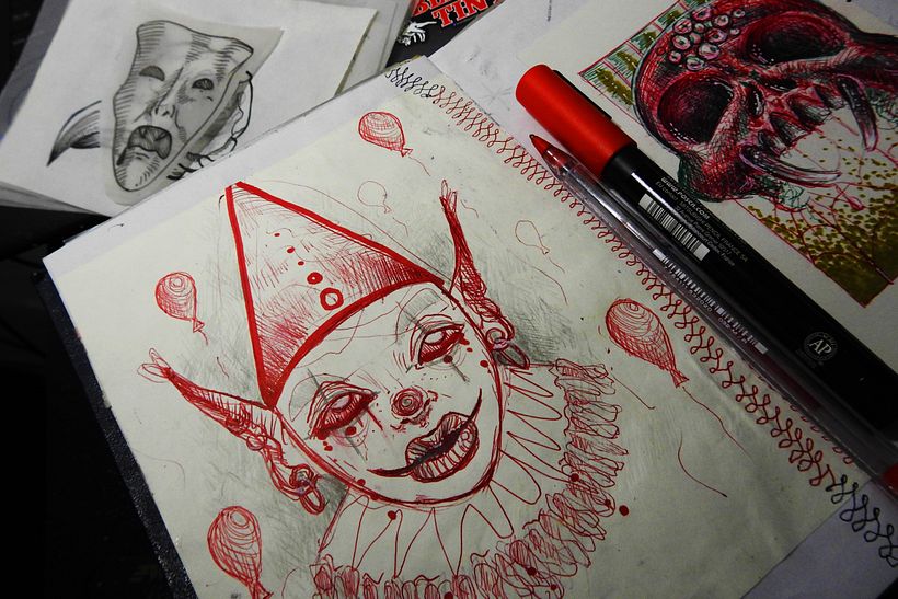 Payaso / Clown - Mixed Media Art Process 1