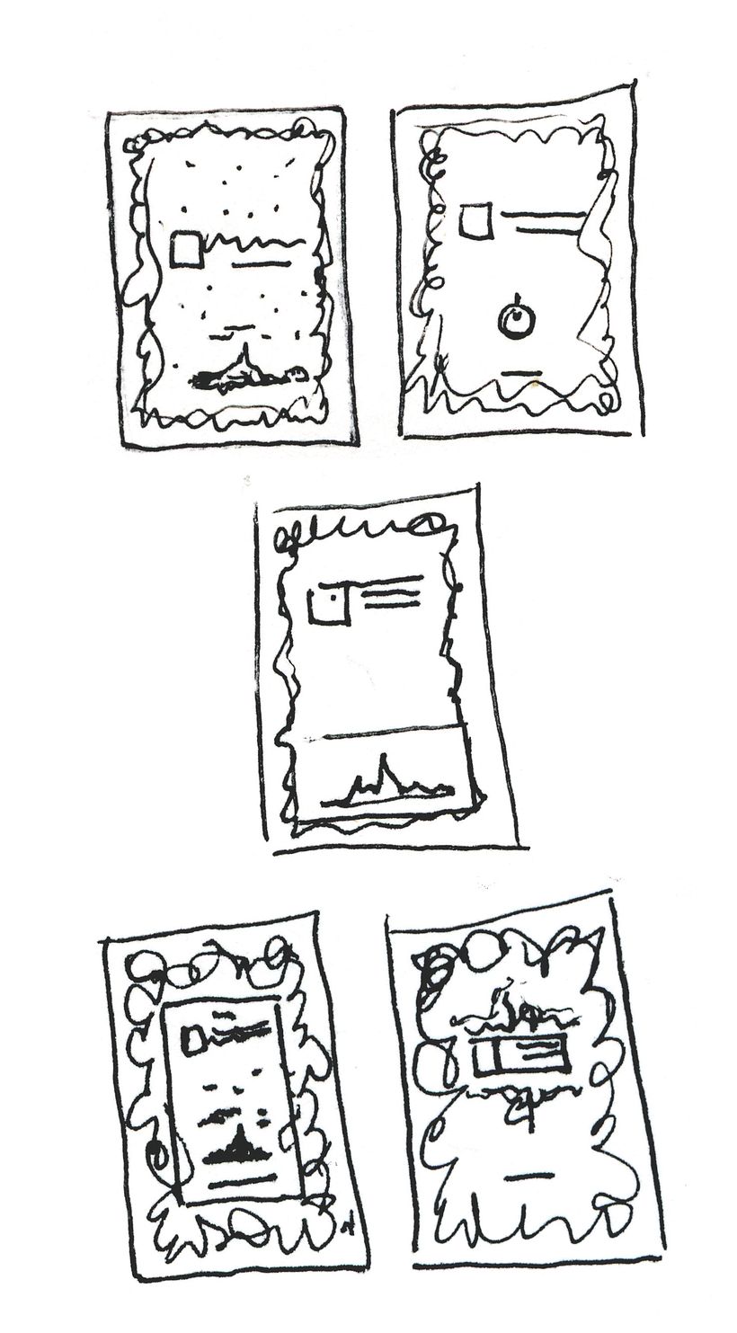 Cover concept sketches (very very small).
