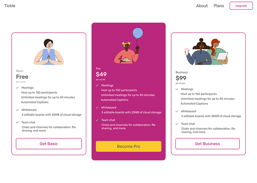 Tickle Plans page