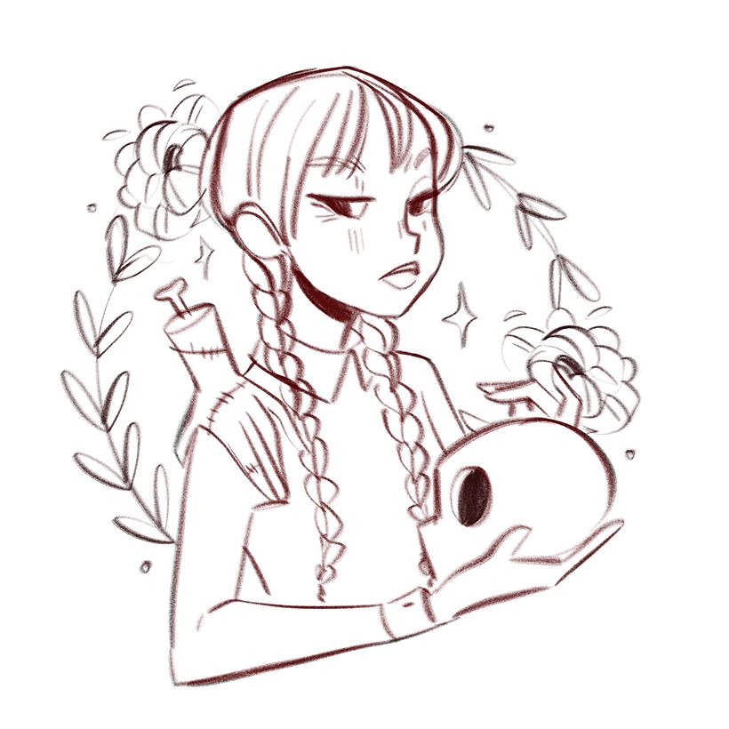 Croquis avec décorations en arrière-plan