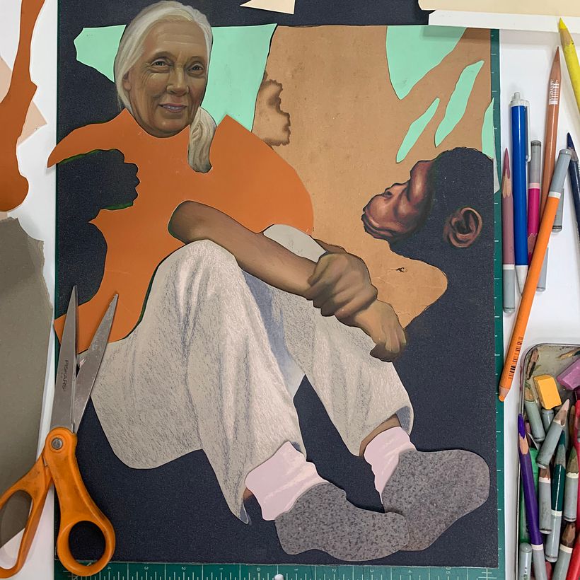 Dr Jane Goodall portrait-Work in Progress