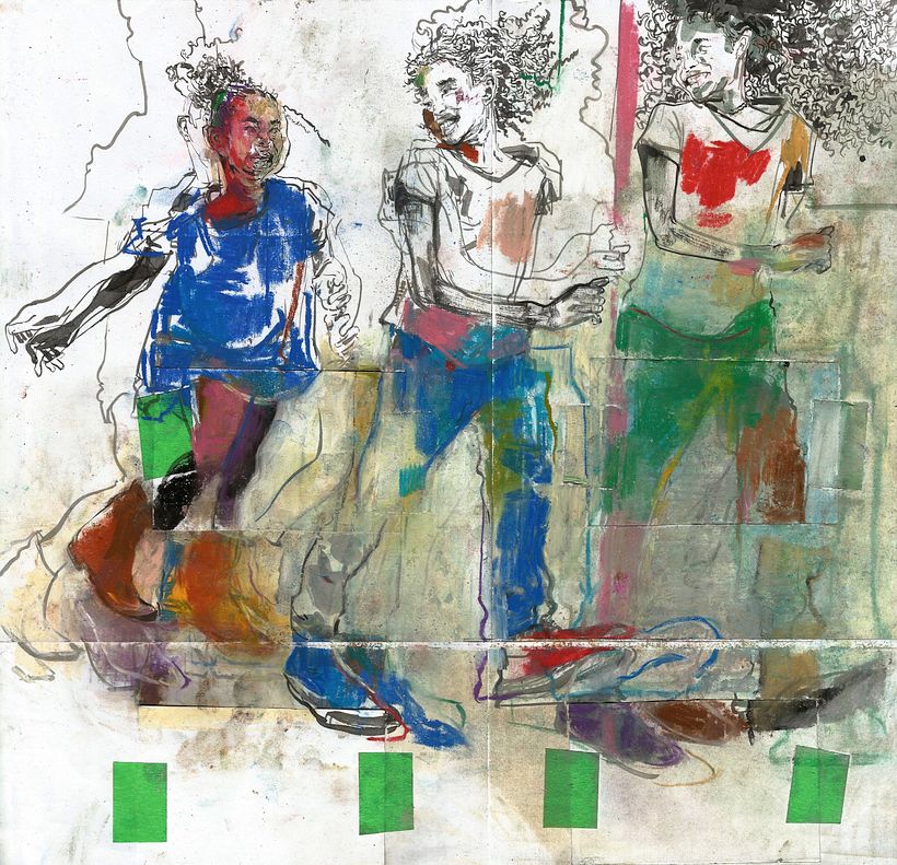 Drawing in ink and chalk pastel on copy paper.