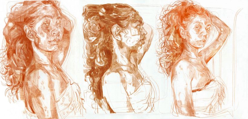 Collage of drawings in wax pencil on mylar paper.