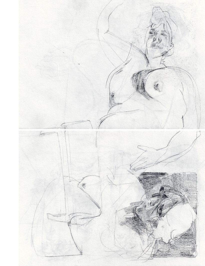 Drawing in graphite on rice paper.