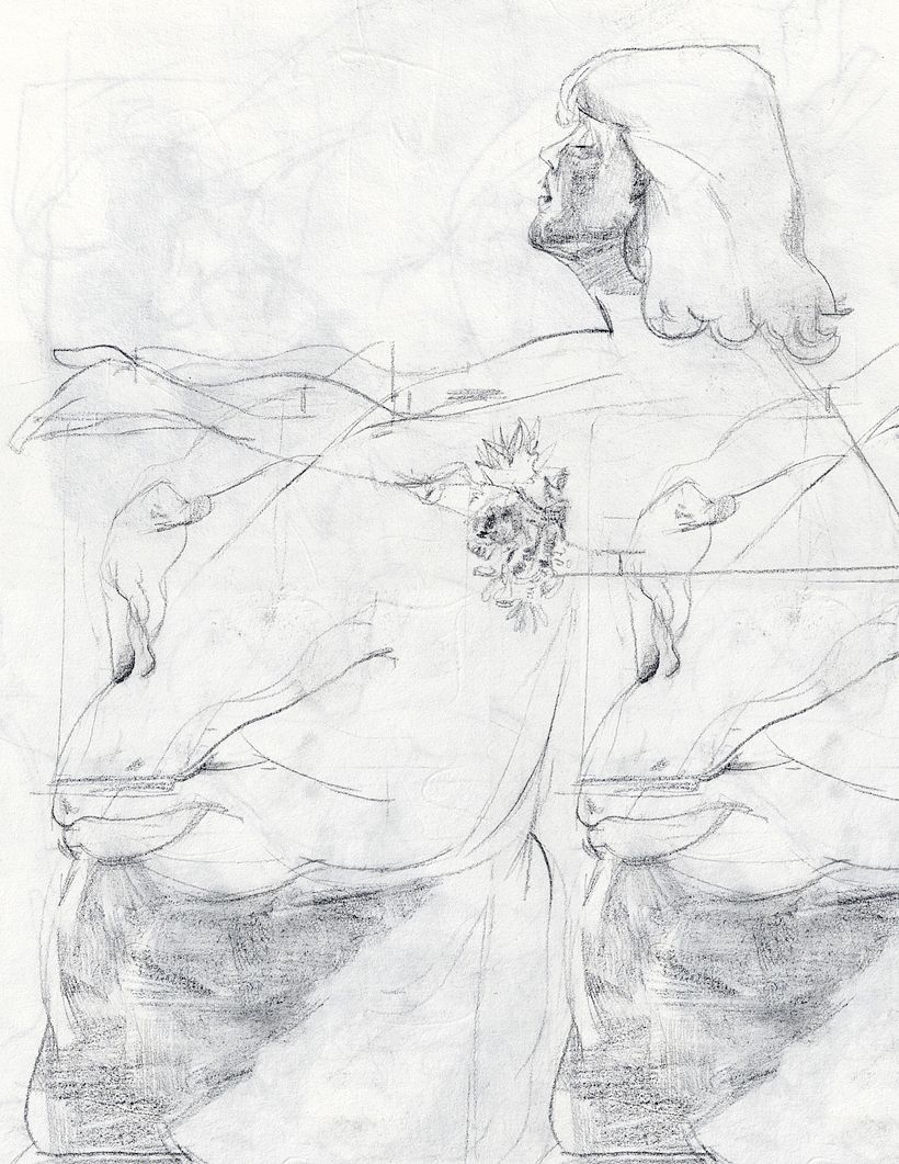 Drawing in graphite on rice paper.