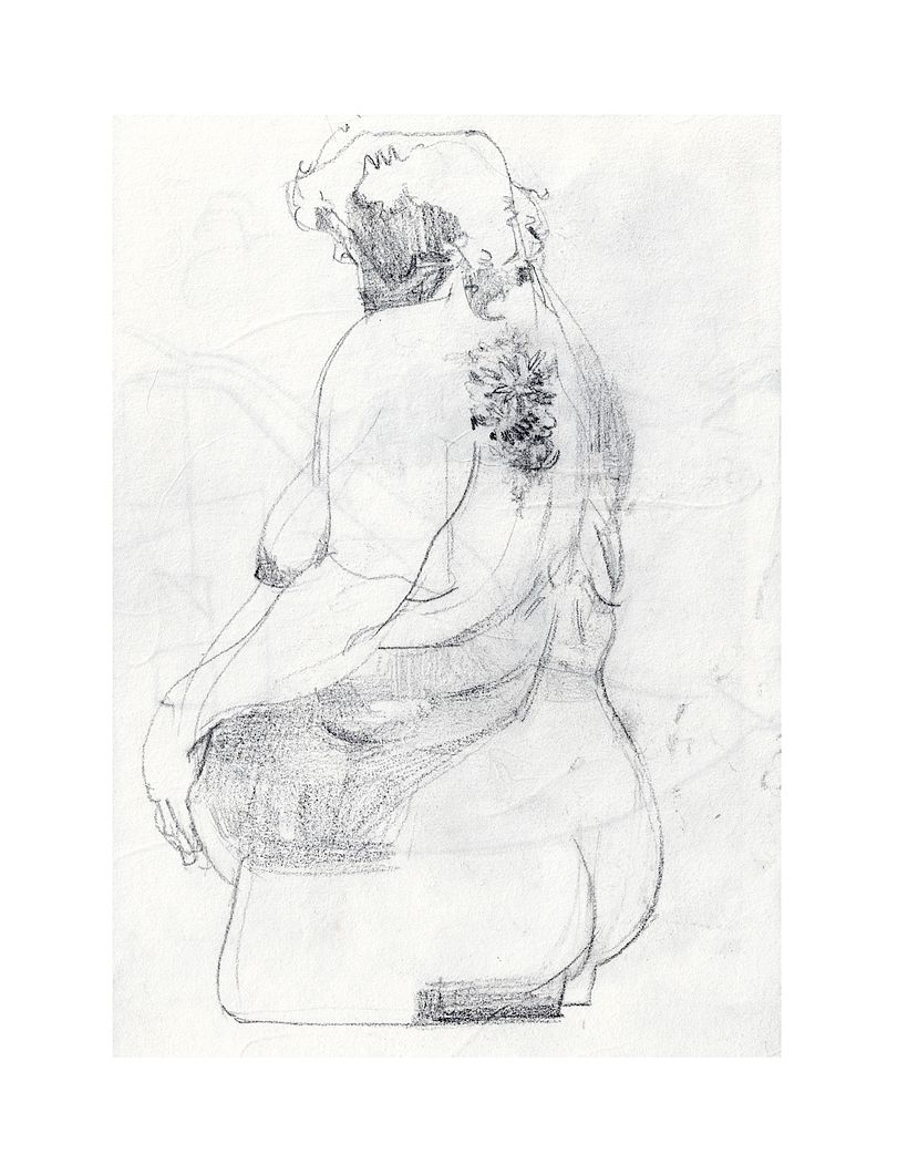Drawing in graphite on rice paper.