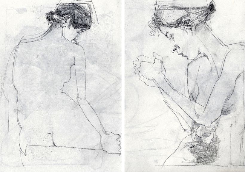 Drawing in graphite on rice paper.