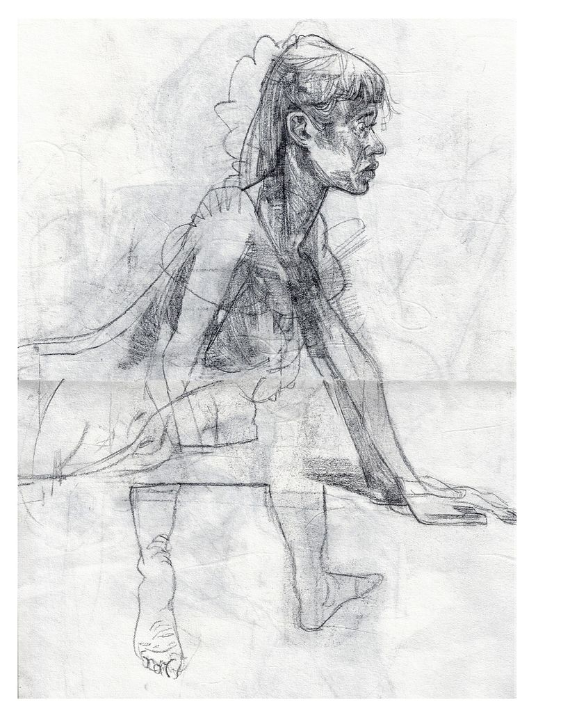 Drawing in graphite on rice paper.
