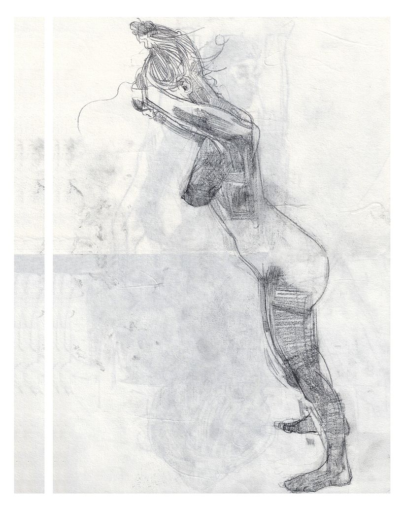 Drawing in graphite on rice paper.