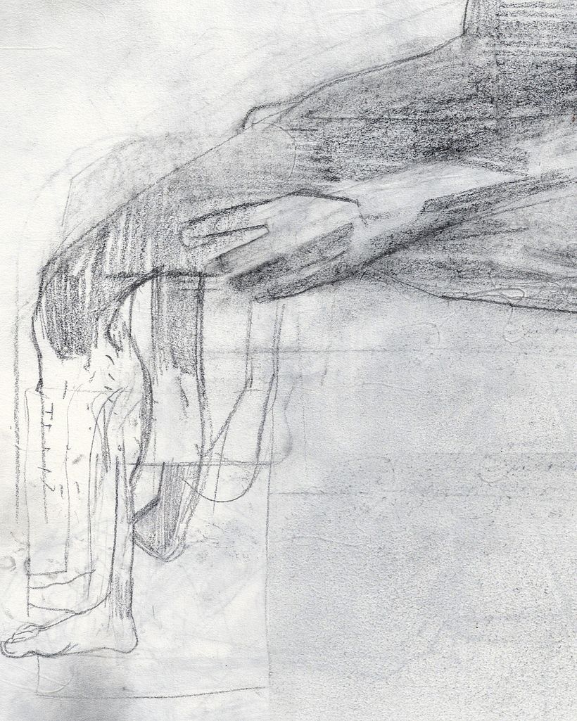 Drawing in graphite on rice paper.