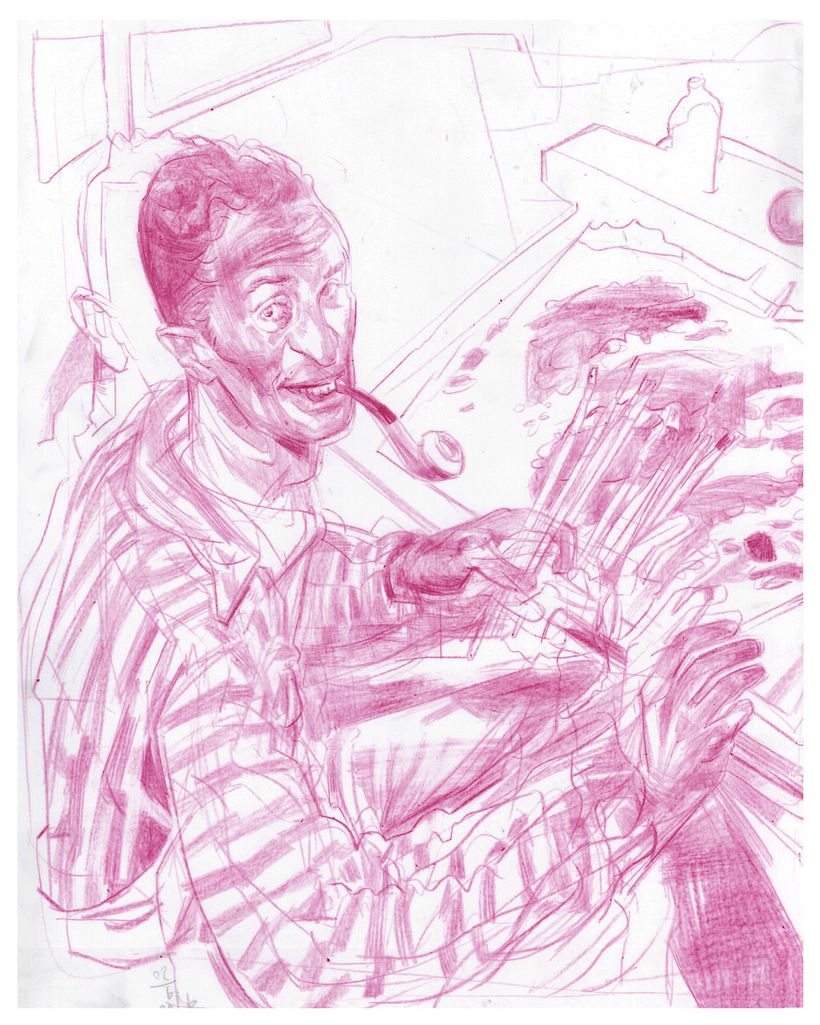 Drawing in wax pencil on mylar.