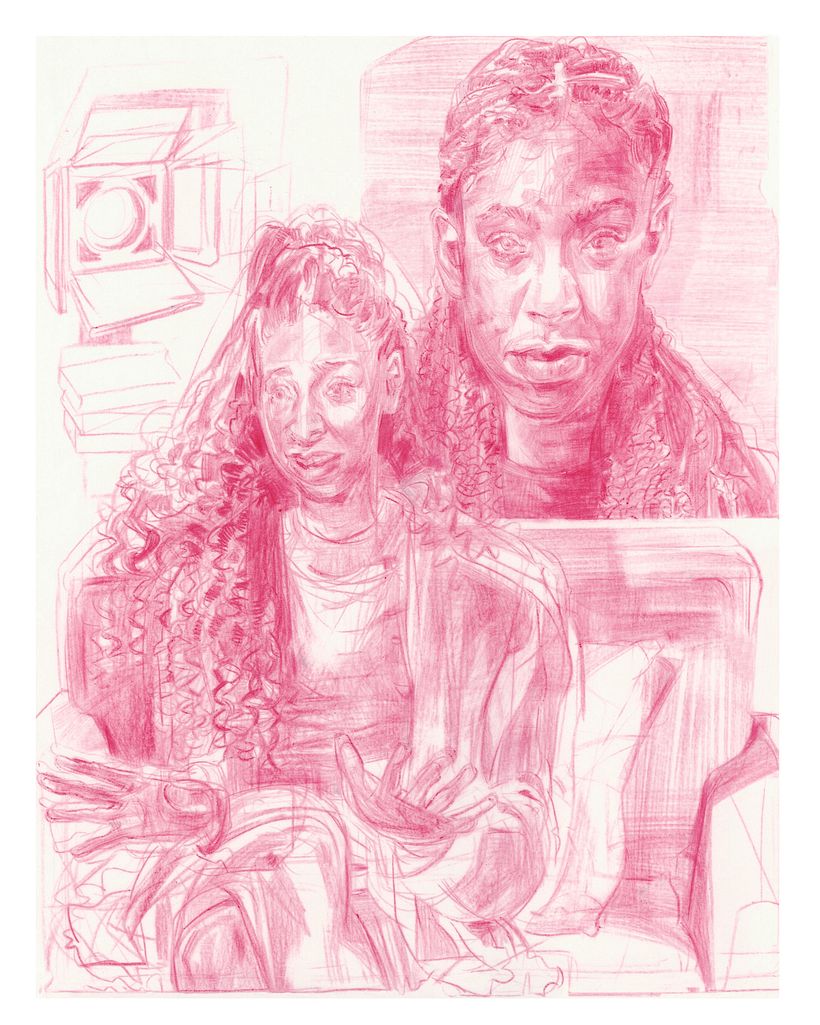 Drawing in wax pencil on mylar.