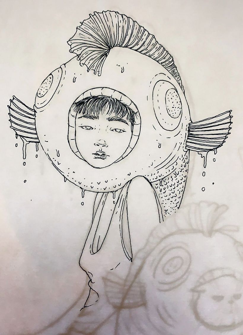 The WIP of the line art. 