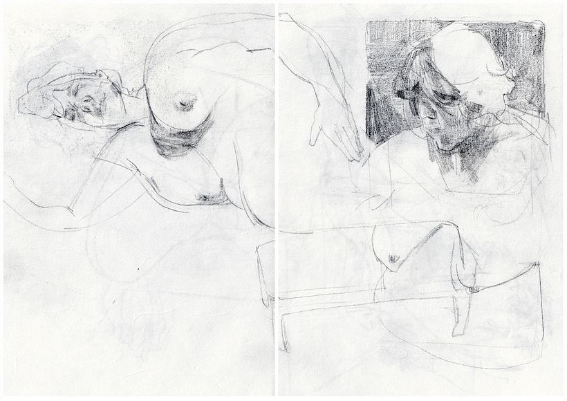 Drawing in graphite on rice paper.