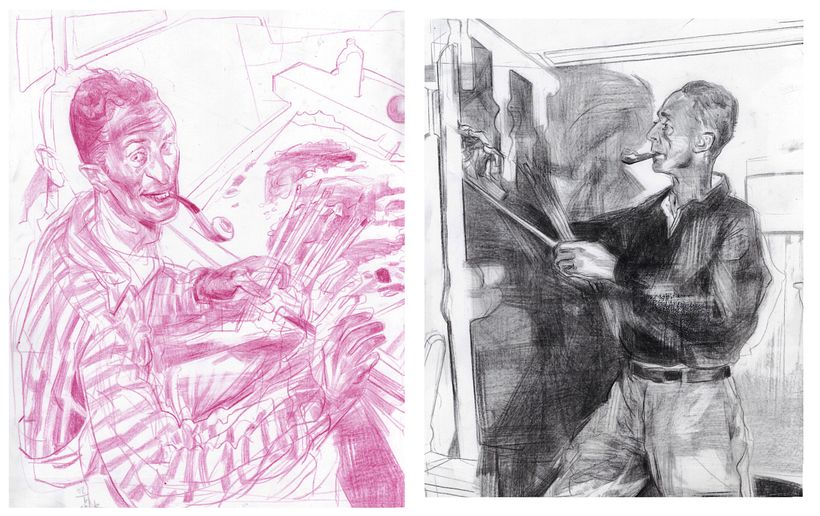 Drawings in wax pencil on mylar.