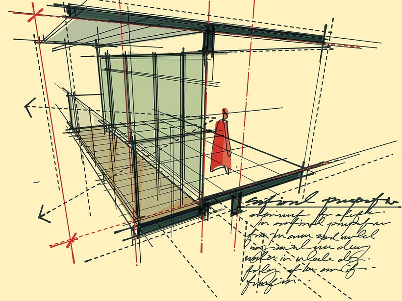 Section study of a balcony from a simple 3D massing.