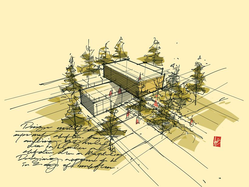 Aerial view sketch study