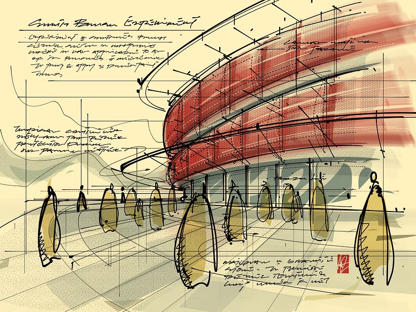 Quick free hand perspective sketches with the new feature of smooth line brush. Also finished render with marker tool