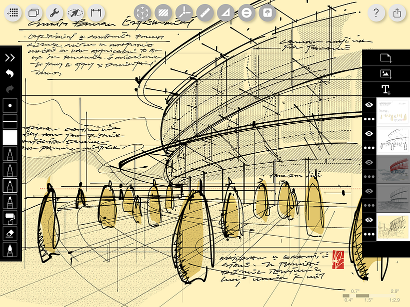 Hatch template provided by the Morpholio trace app is really useful to create some texture in our sketches. 