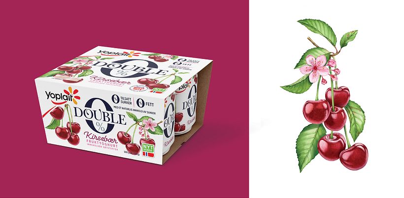 Watercolor fruits and berries for Yoplait packaging 1