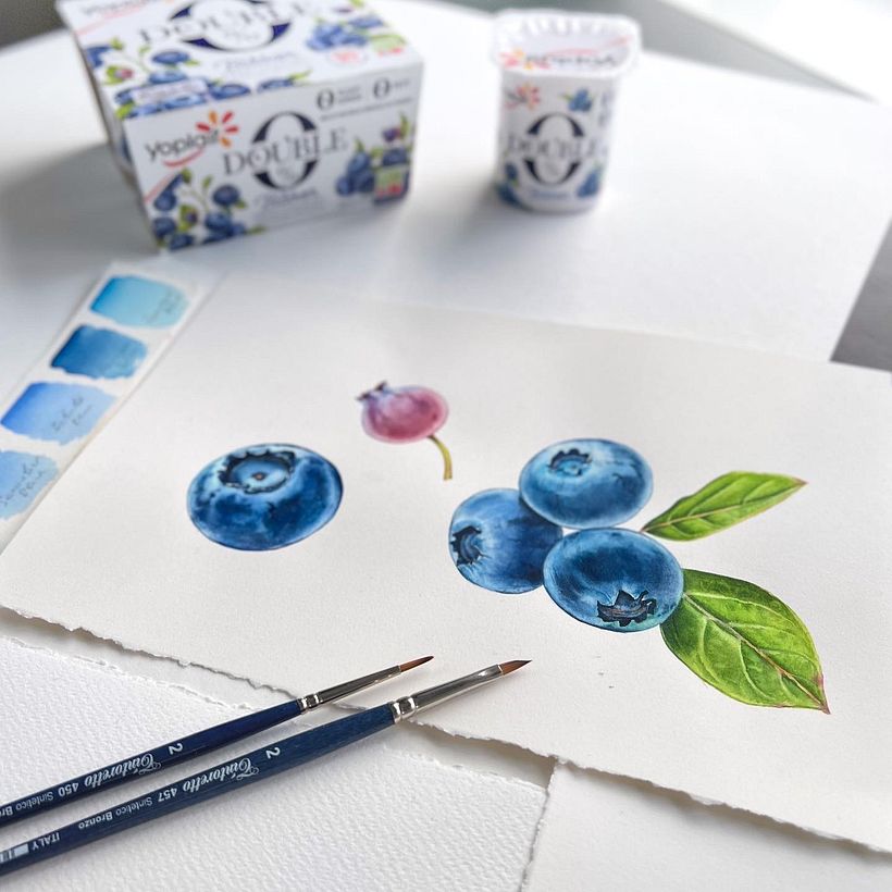 Watercolor fruits and berries for Yoplait packaging 3