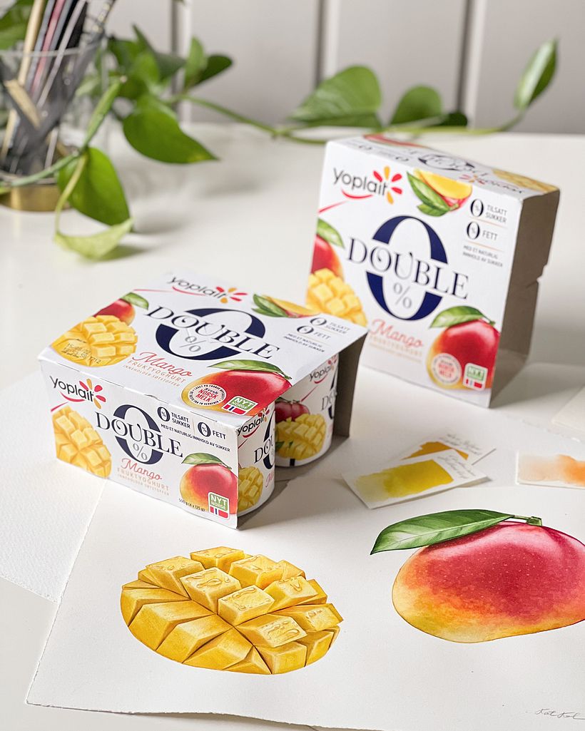 Watercolor fruits and berries for Yoplait packaging 4