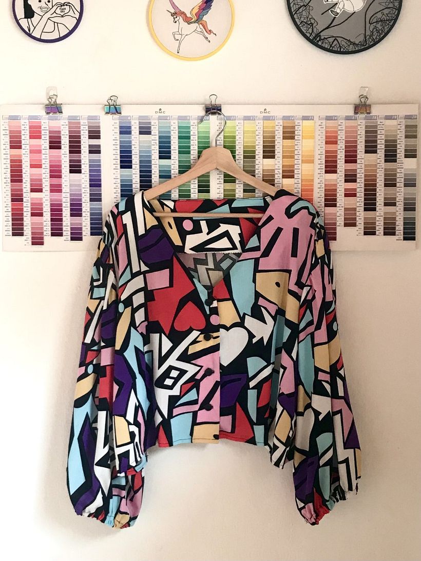Instead of a dress I sewed a oversize blouse from the pattern.