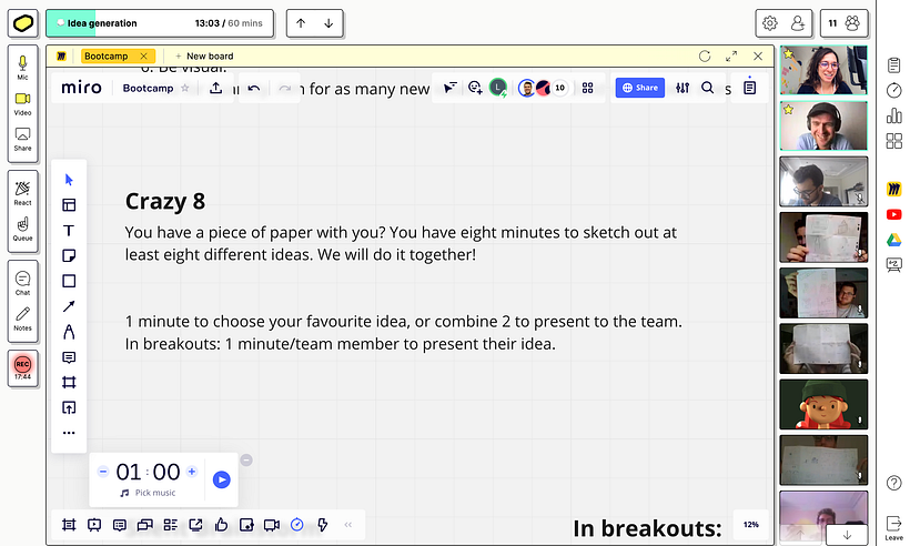 Fast sketching exercise that challenges people to sketch eight distinct ideas in eight minutes.