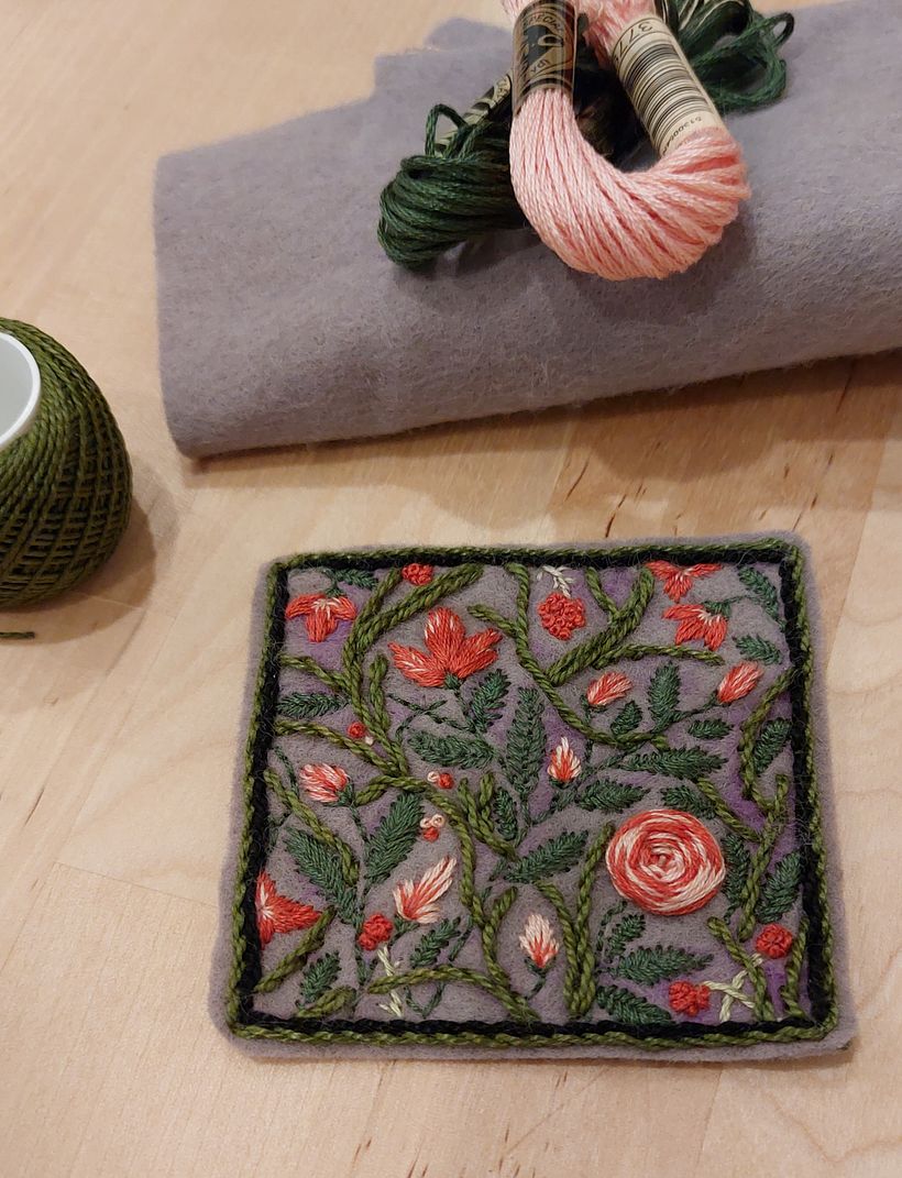 My project for course: Embroidery Techniques for Floral Patterns on Felt  1