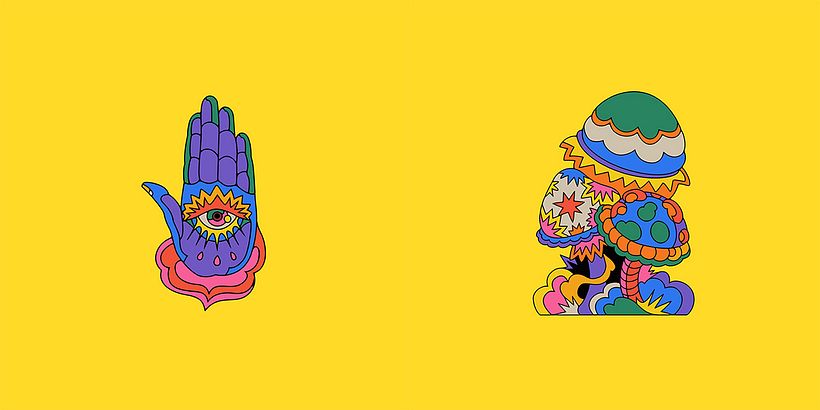 MELLOW MUSHROOM PIZZA - Ilustración tradicional