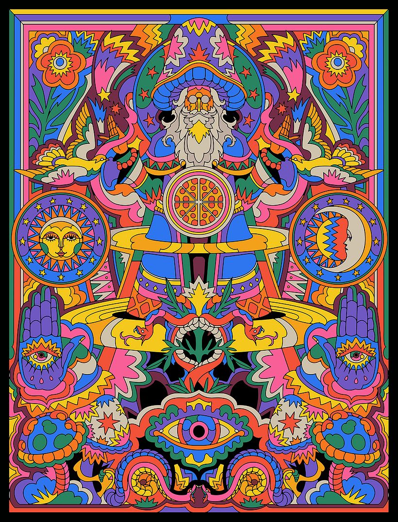 MELLOW MUSHROOM PIZZA - Ilustración tradicional