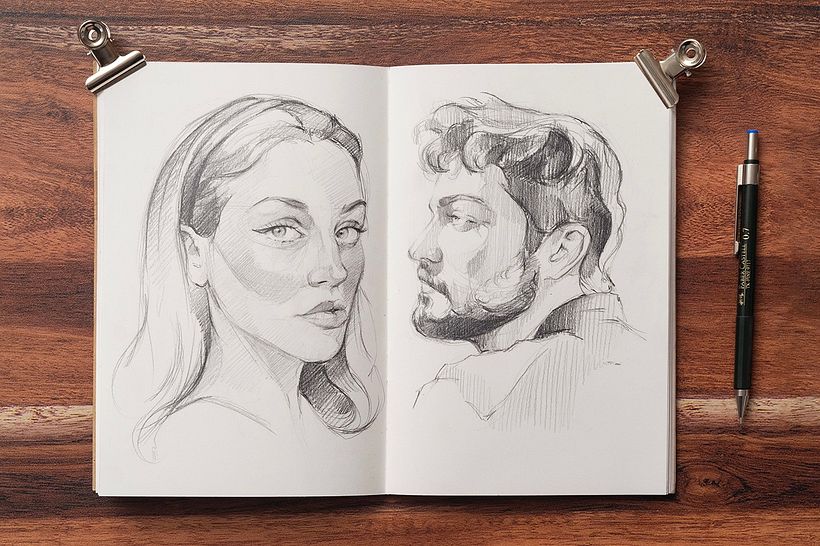 Mi proyecto del curso: Cuaderno de retratos a línea con grafito/ My course project: Graphite Line Drawing for Portrait Sketchbooking 9