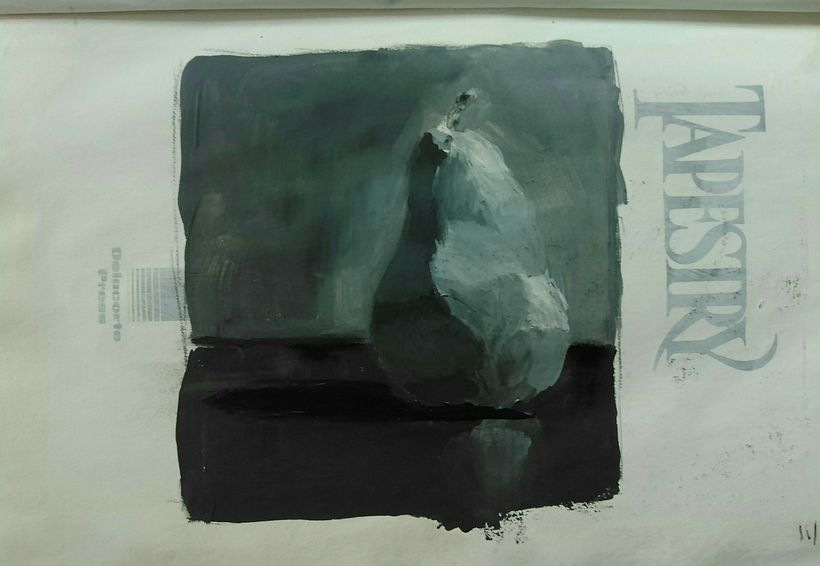 Wooden Pear, Acrylic in repurposed book