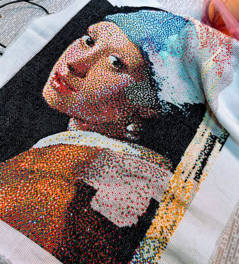Moça com Brinco de Pérola, releitura da obra de Johannes Vermeer 1
