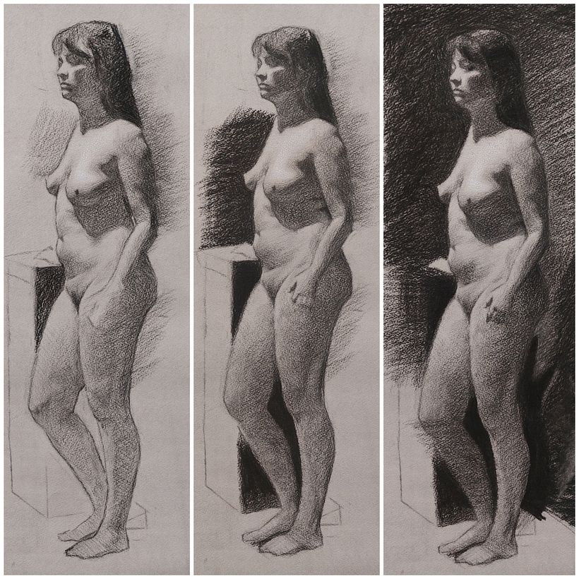 Charcoal Model Drawing - Dibujo con modelo a carboncillo 4