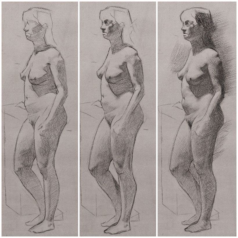 Charcoal Model Drawing - Dibujo con modelo a carboncillo 3