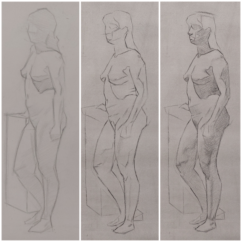 Charcoal Model Drawing - Dibujo con modelo a carboncillo 2