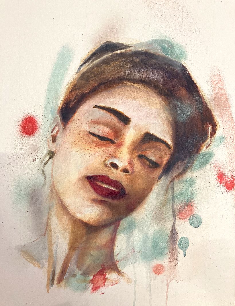 My project for course: Experimental Portraiture: Fusing Oil, Acrylic, and Spray Paint 2