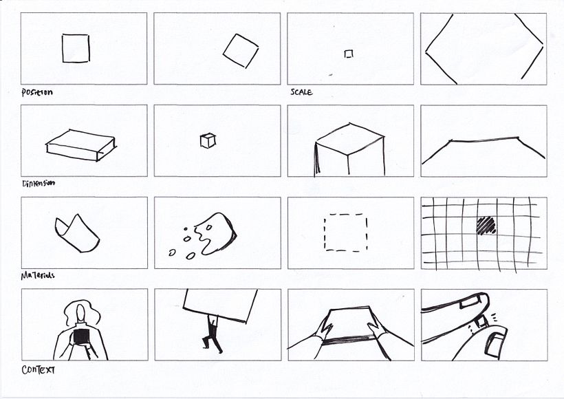 From One Script to Different Storyboards - "A square" & "Holding a square"