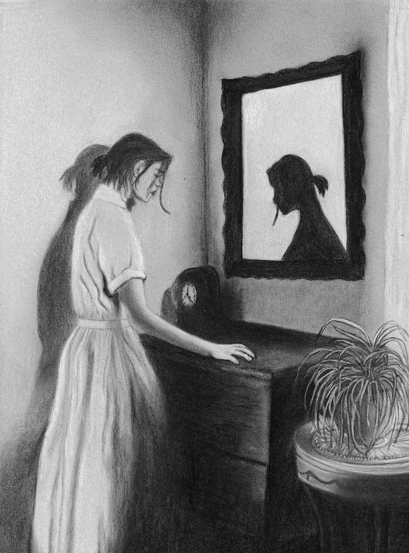 A sombra (24/01/22) - carvão preto e branco