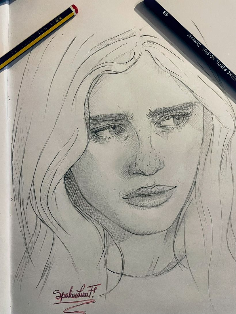 Il mio progetto del corso: Ritratto su blocco da disegno: esplora il volto umano 5