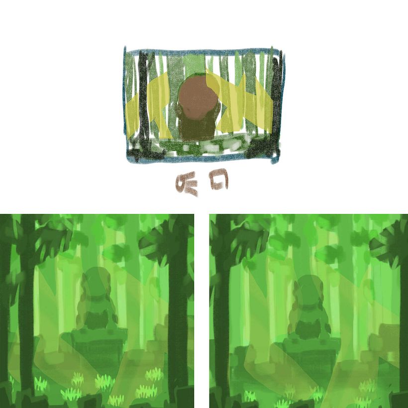 guardian lion statue in the middle of the forest 5