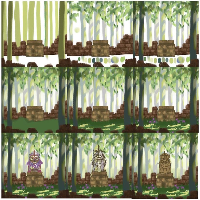 guardian lion statue in the middle of the forest 6