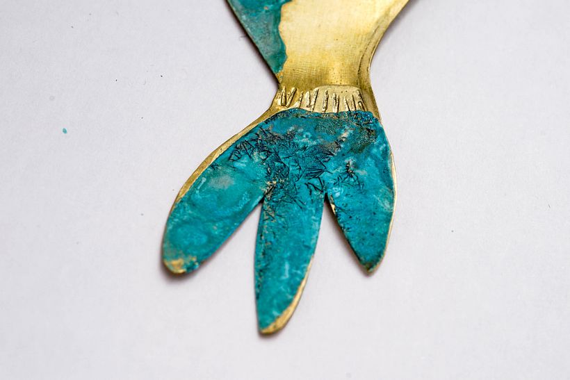Latón y patina turquesa 