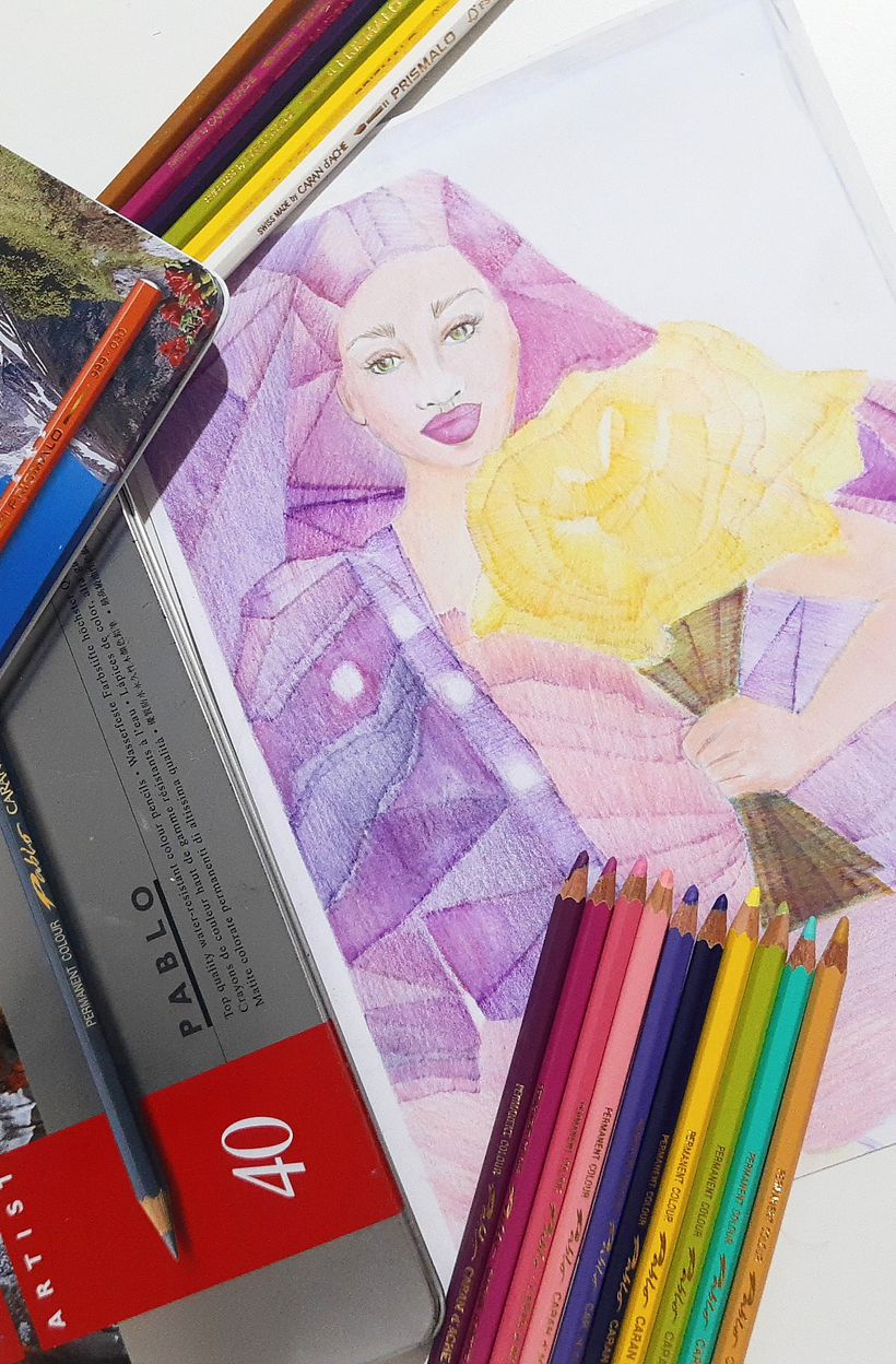 MarArtesOficial - Retrato floral em lápis de cor