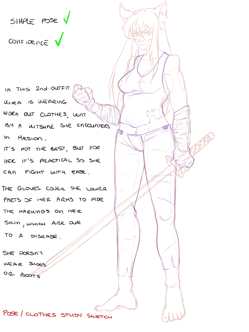 Second sketch. Pose+anatomy and clothes study
