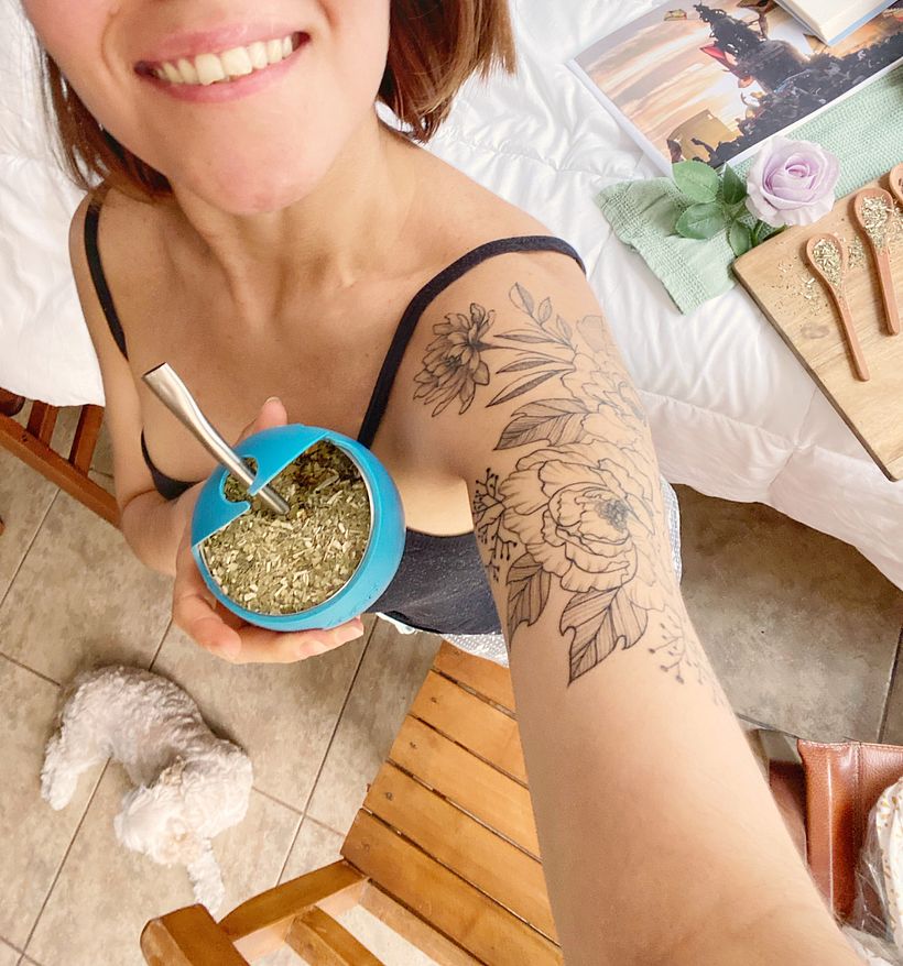 Por fin a tomar el matecito🧉, con mi compañera Luna 🐾